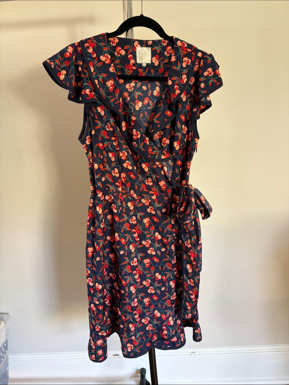 Wrap Dress with Red and Pink Cherry Print